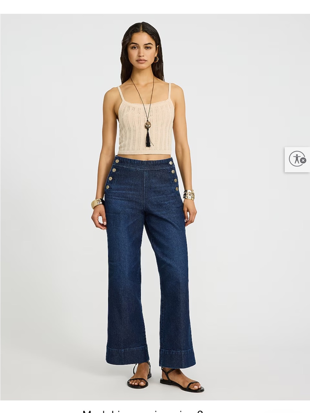 Express Dark Blue High-Waist Wide-Leg Jeans with Gold Buttons